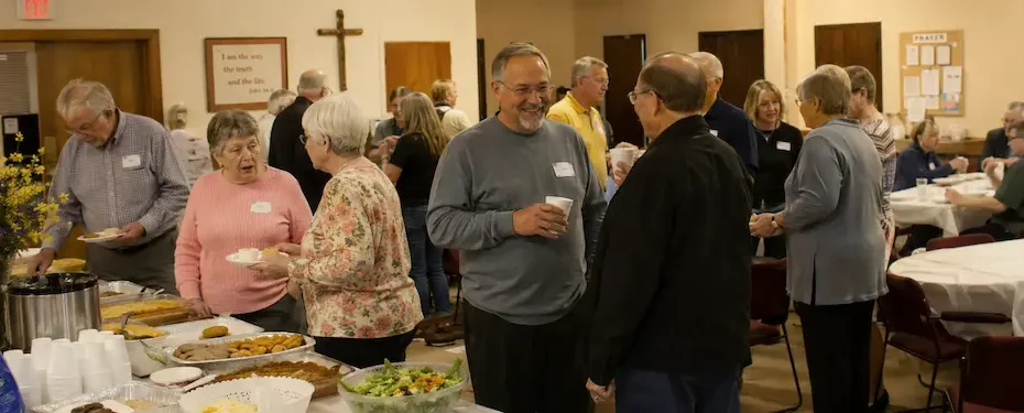 Christian singles over 50 at church fellowship