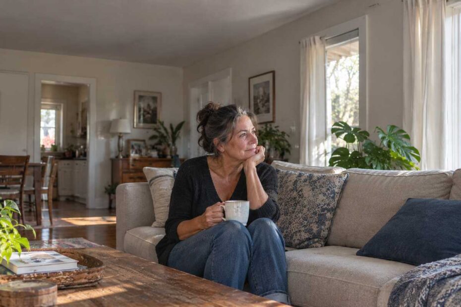 Woman over 50 spending a quiet afternoon at home